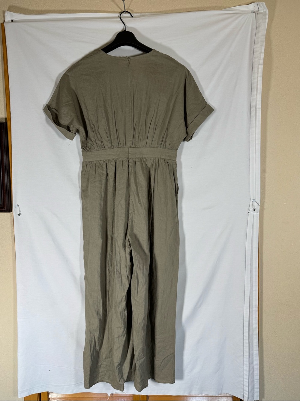 Olive Wrap-Front Wide-Leg Jumpsuit - Picture 5 of 7